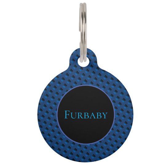 Personalized Dog ID Tag – Blue Pattern