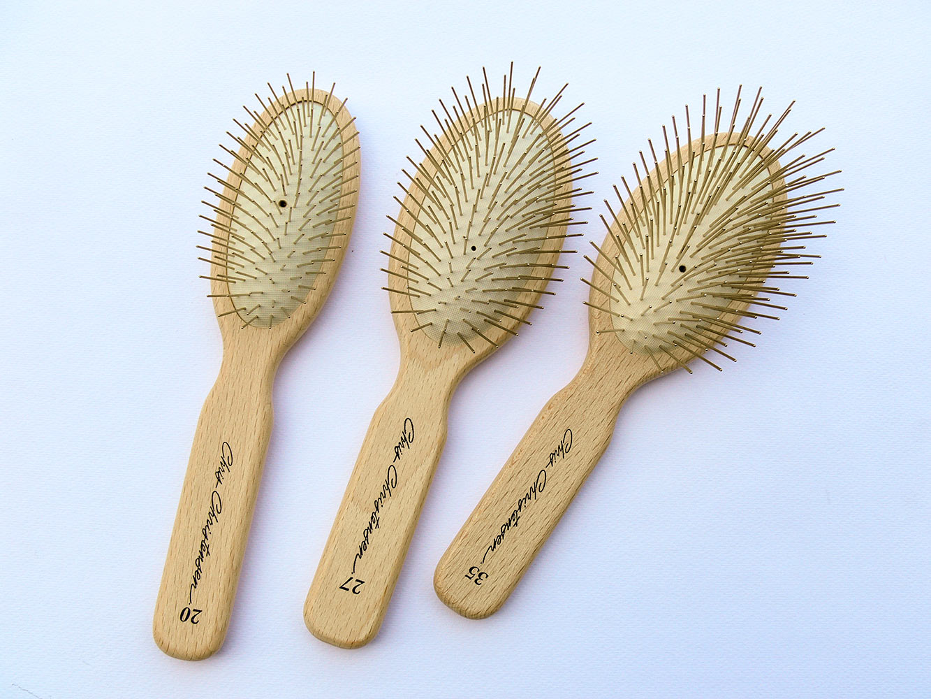 Pin brushes for dogs.